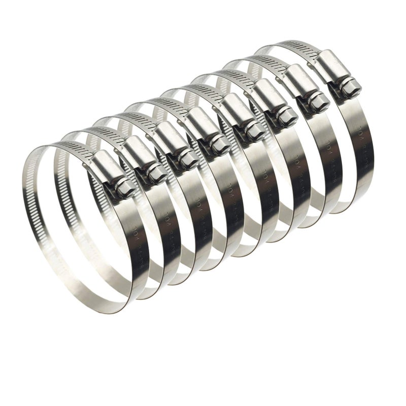 EesTeck 8Pcs 4" Adjustable 304 Stainless Steel Duct Clamps For 4" Hose Clamp Pipe Clamp Air Ducting Clamp worm drive hose clamps (Fits Hoses From 3.5â€ Diameter up to 4.5â€) - Image 1